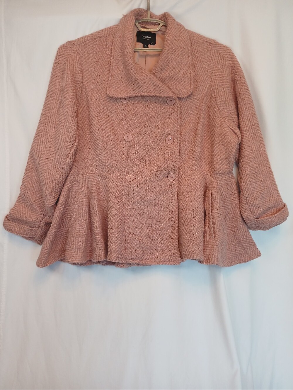 Torrid Blush Double-Breasted Peplum Fit & Flare Pea Coat Torrid Size 4 NWOT